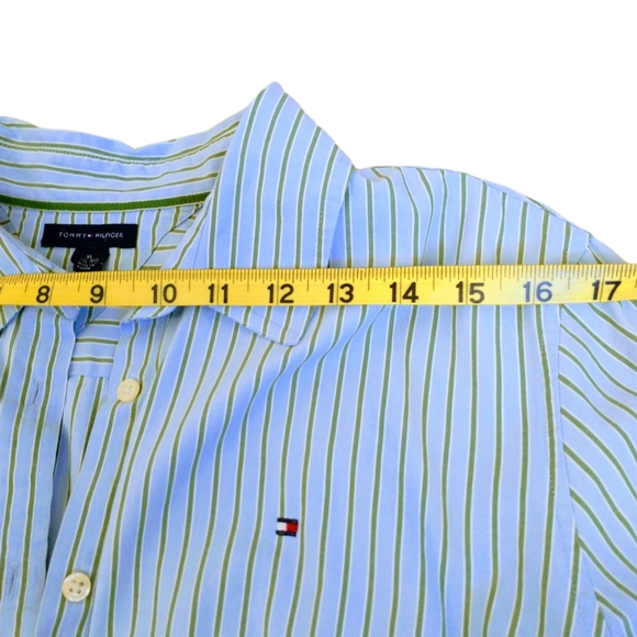 Tommy Hilfiger Striped Green/Blue Men's Shirts - Picture 12 of 14